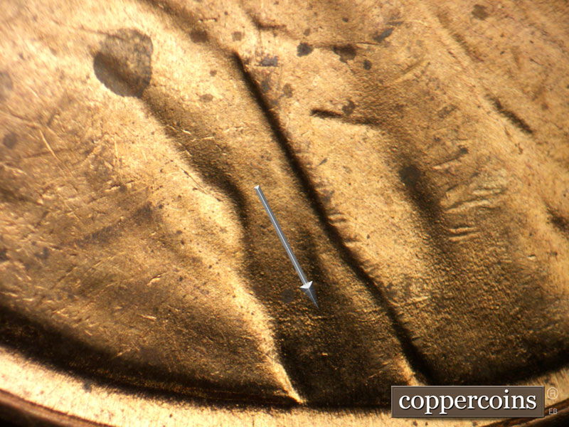 Die-stage B marker on 1947D•1MM•031 (1947 Repunched Mint Mark).