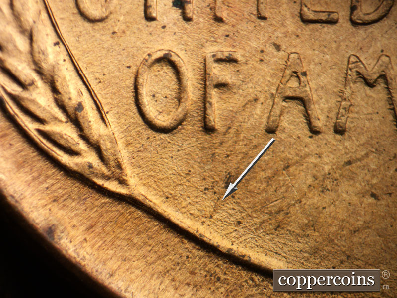 Die-stage B marker on 1947D•1MM•031 (1947 Repunched Mint Mark).