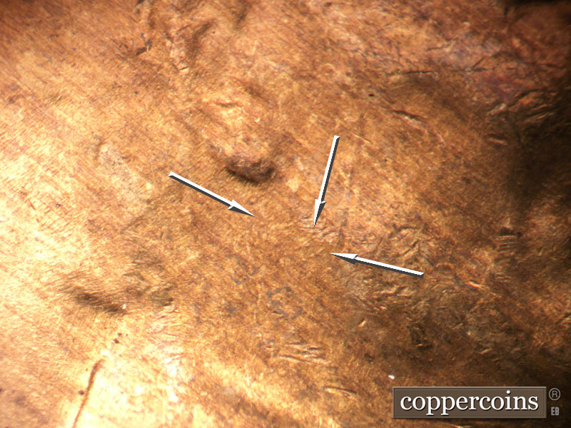 Die-stage B marker on 1947D•1MM•033 (1947 Repunched Mint Mark).