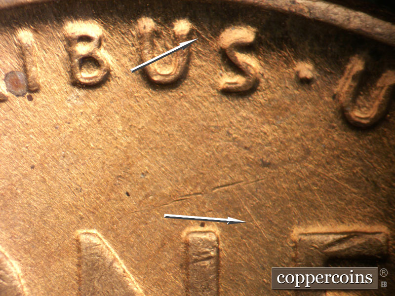 Die-stage B marker on 1947D•1MM•033 (1947 Repunched Mint Mark).