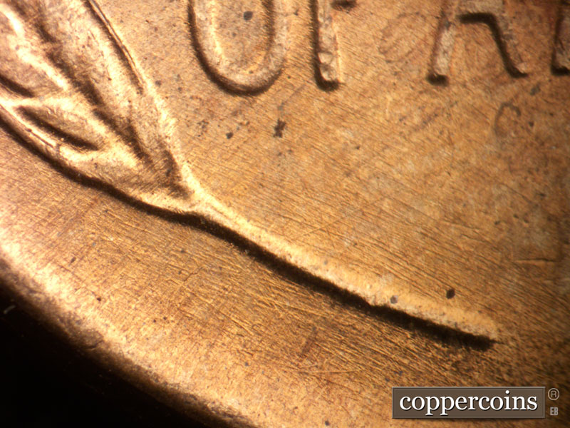 Die-stage B marker on 1947D•1MM•033 (1947 Repunched Mint Mark).