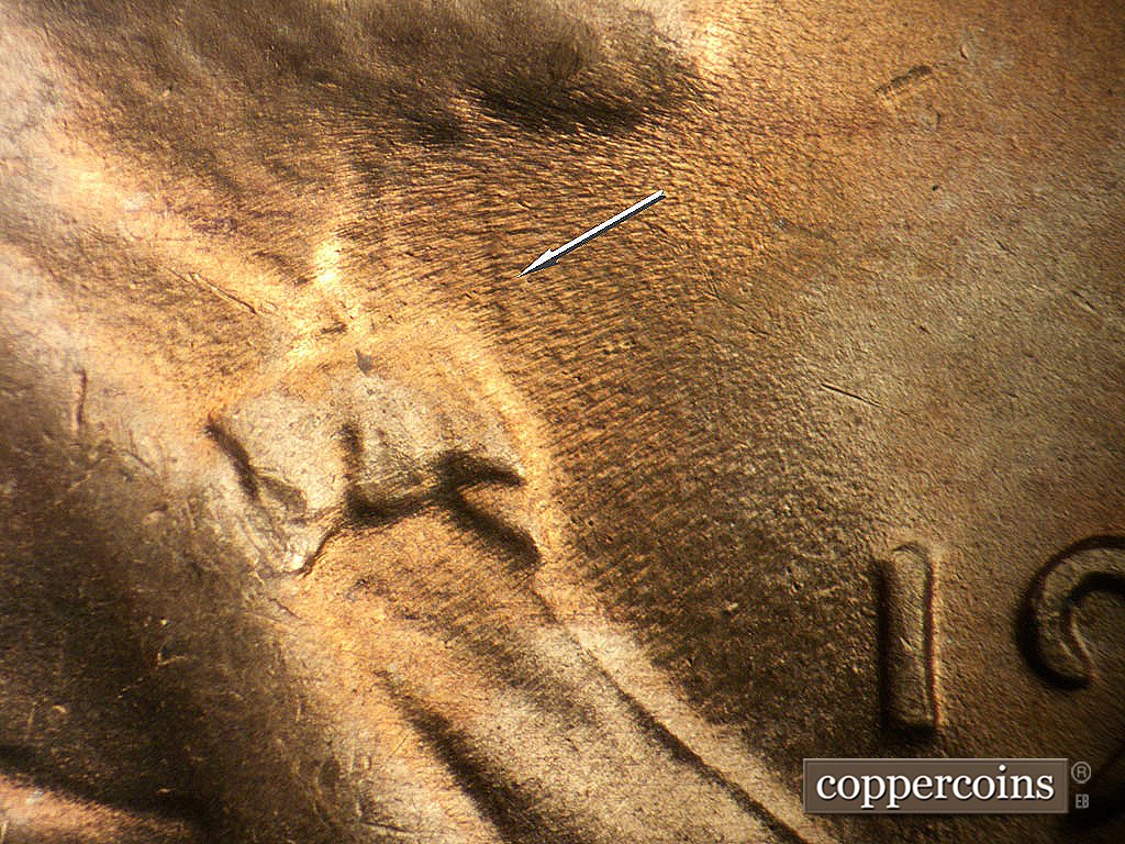 Die-stage B marker on 1947D•1MM•035 showing Die clash at throat.