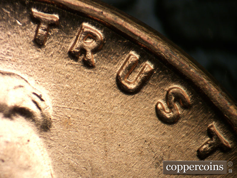 Die-stage B marker on 1947P•1DO•001 (1947 Doubled Die Obverse).
