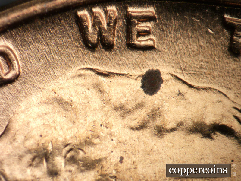 Die-stage B marker on 1947P•1DO•001 (1947 Doubled Die Obverse).