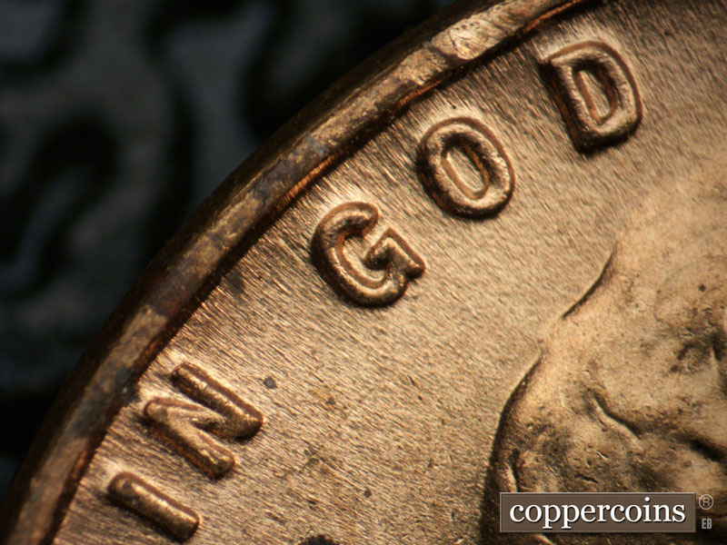 Die-stage B marker on 1947P•1DO•001 (1947 Doubled Die Obverse).