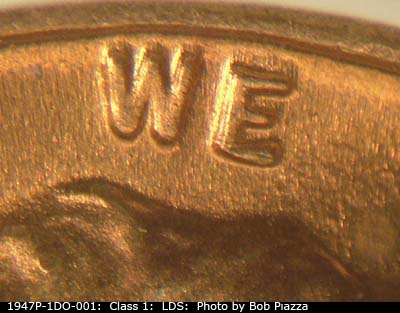 Die-stage C marker on 1947P•1DO•001 (1947 Doubled Die Obverse).