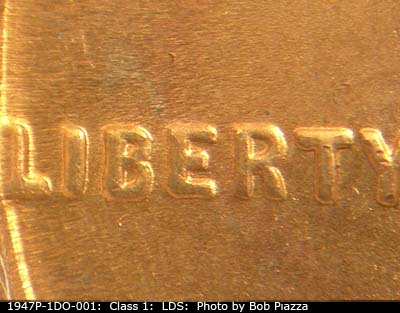 Die-stage C marker on 1947P•1DO•001 (1947 Doubled Die Obverse).