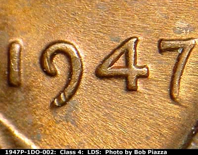 Die-stage C marker on 1947P•1DO•002 (1947 Doubled Die Obverse).
