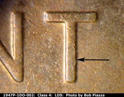 Die-stage C marker on 1947P•1DO•002 (1947 Doubled Die Obverse).