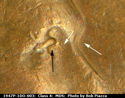 1947 Lincoln cent obverse, CopperCoins die 1947P•1DO•003.