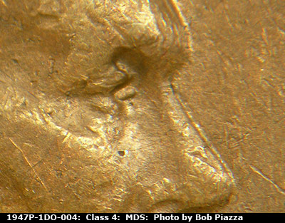 1947 Lincoln cent obverse, CopperCoins die 1947P•1DO•004.