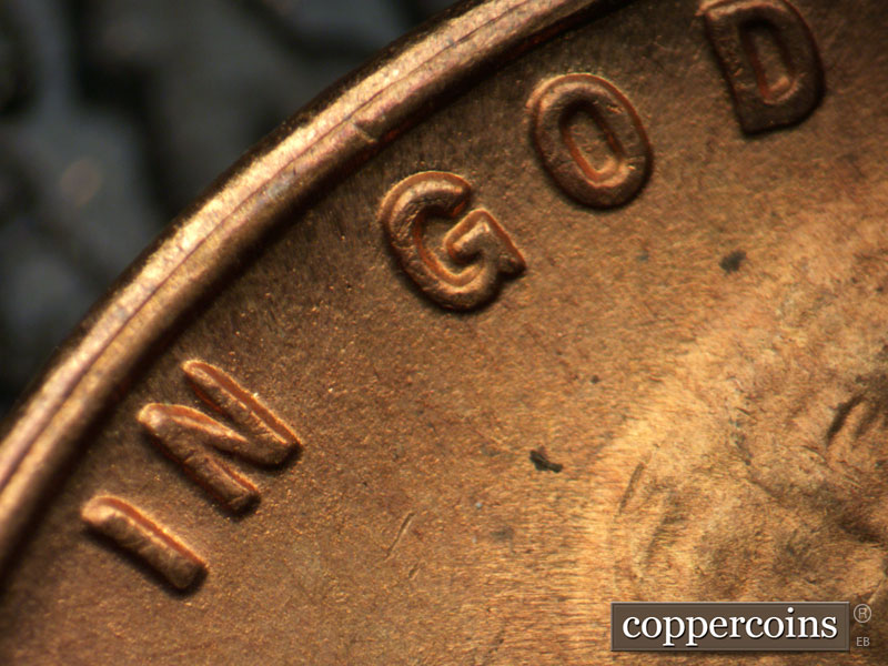 Die-stage B marker on 1947S•1DO•002 (1947 Doubled Die Obverse).