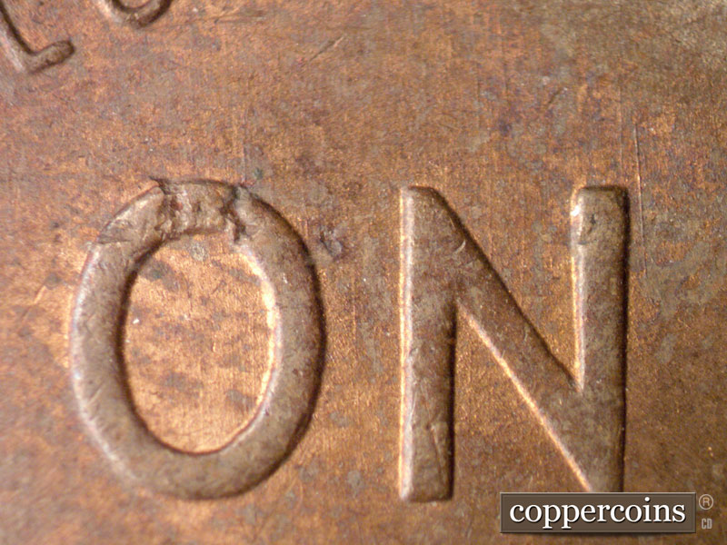 Die-stage C marker on 1947S•1DO•003 (1947 Doubled Die Obverse).