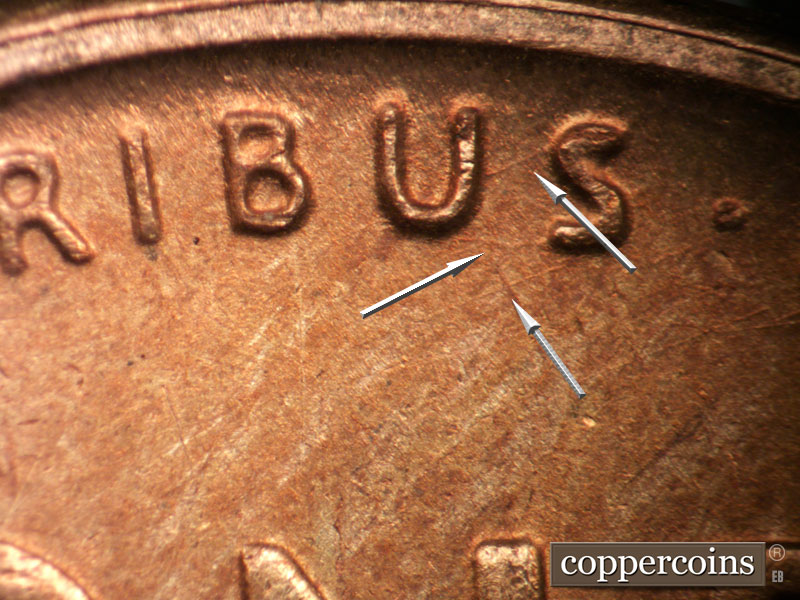 Die-stage C marker on 1947S•1DO•006 (1947 Doubled Die Obverse).