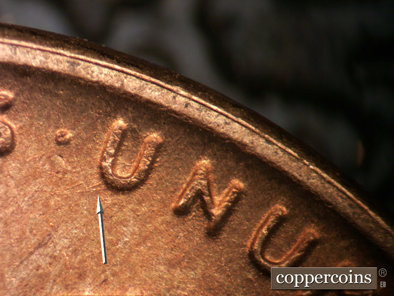 Die-stage C marker on 1947S•1DO•006 (1947 Doubled Die Obverse).