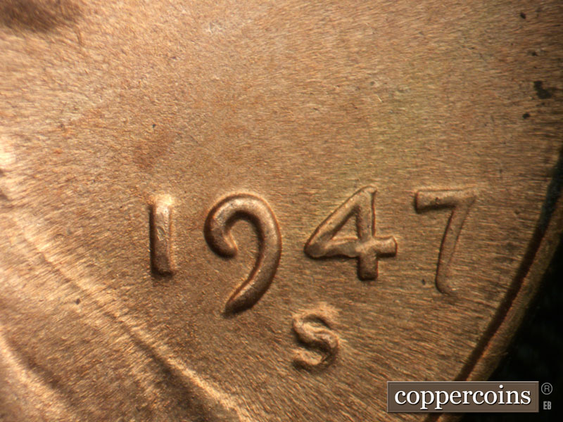 Die-stage C marker on 1947S•1MM•002 (1947 Repunched Mint Mark).