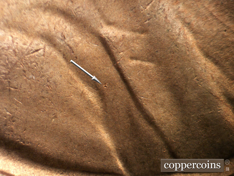Die-stage C marker on 1947S•1MM•002 (1947 Repunched Mint Mark).