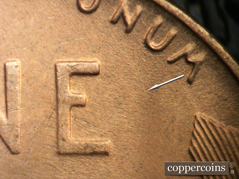 Die-stage C marker on 1947S•1MM•002 (1947 Repunched Mint Mark).