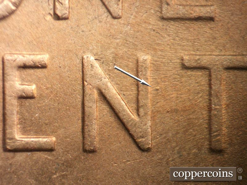 Die-stage C marker on 1947S•1MM•002 (1947 Repunched Mint Mark).