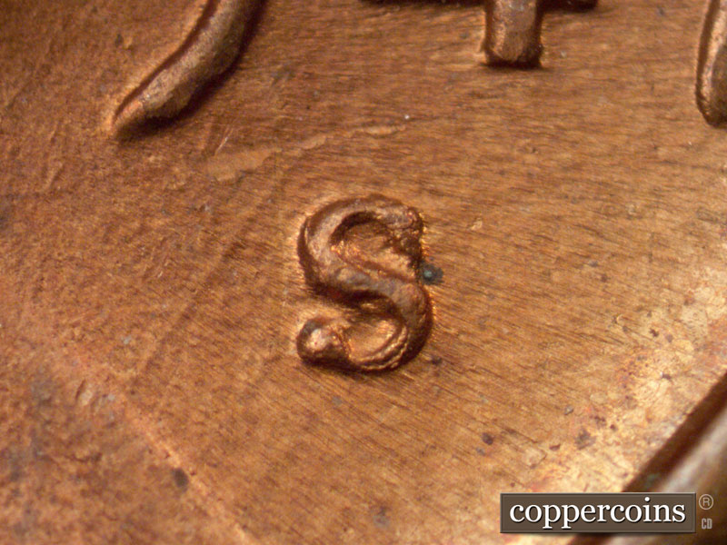 1947 Lincoln cent obverse, CopperCoins die 1947S•1MM•003.