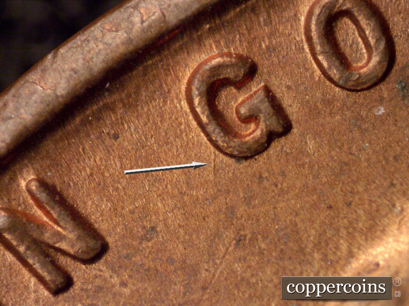 Die-stage B marker on 1947S•1MM•003 (1947 Repunched Mint Mark).