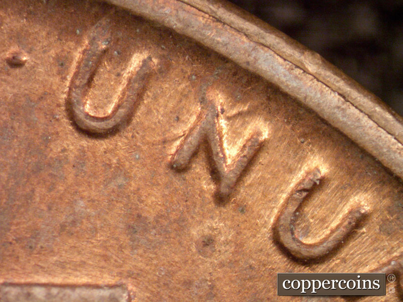 Die-stage B marker on 1947S•1MM•003 (1947 Repunched Mint Mark).