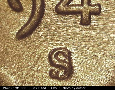 Die-stage C marker on 1947S•1MM•003 (1947 Repunched Mint Mark).