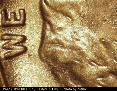 Die-stage C marker on 1947S•1MM•003 (1947 Repunched Mint Mark).