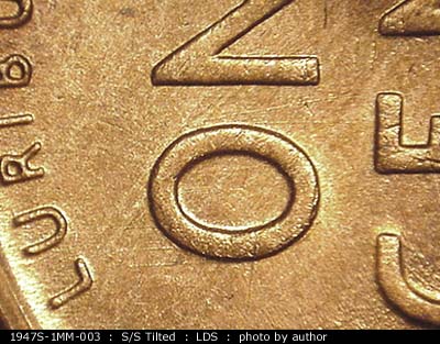 Die-stage C marker on 1947S•1MM•003 (1947 Repunched Mint Mark).