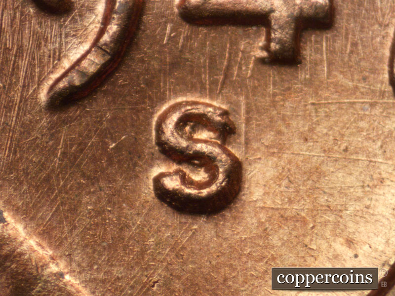 Die-stage A marker on 1947S•1MM•007 (1947 Repunched Mint Mark).