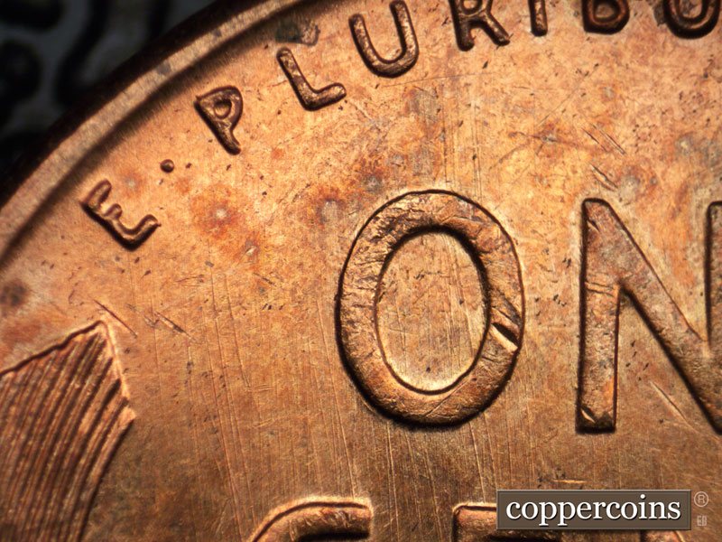 Die-stage A marker on 1947S•1MM•007 (1947 Repunched Mint Mark).