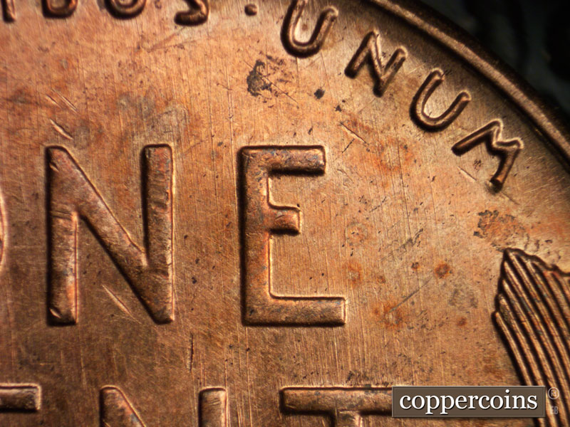 Die-stage A marker on 1947S•1MM•007 (1947 Repunched Mint Mark).