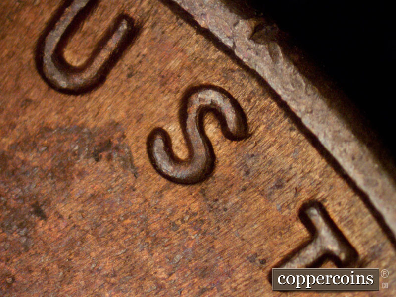 Die-stage C marker on 1947S•1MM•007 (1947 Repunched Mint Mark).