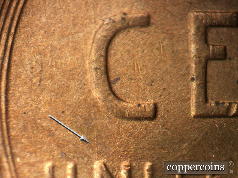 Die-stage B marker on 1947S•1MM•011 (1947 Repunched Mint Mark).