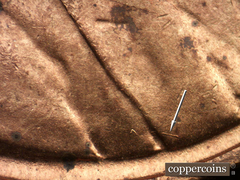 Die-stage B marker on 1947S•1MM•012 (1947 Repunched Mint Mark).
