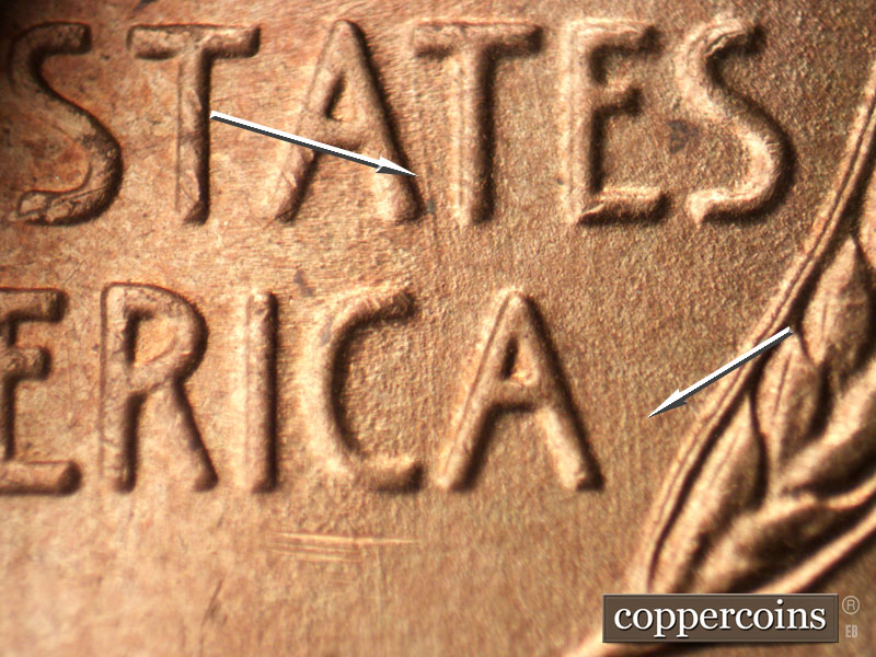 Die-stage B marker on 1947S•1MM•012 (1947 Repunched Mint Mark).