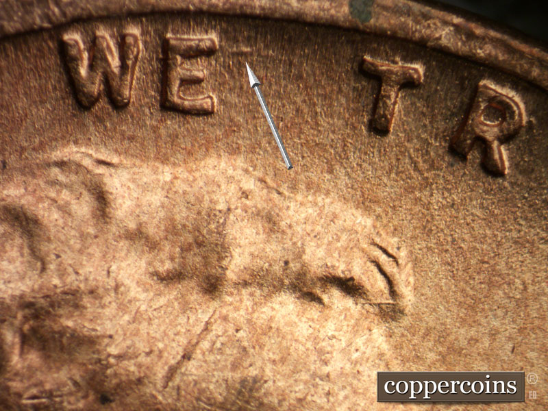 Die-stage B marker on 1947S•1MM•013 (1947 Repunched Mint Mark).