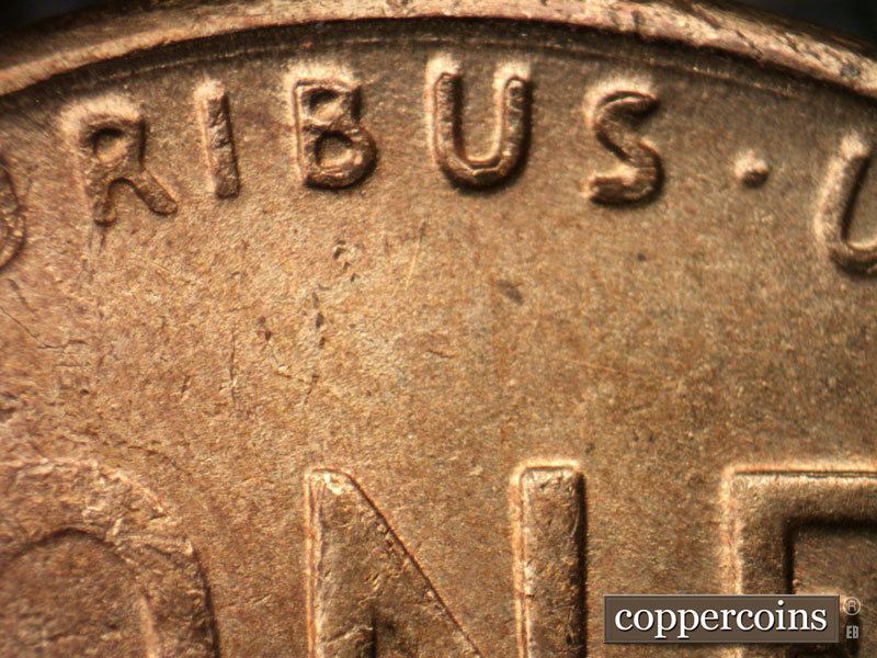 Die-stage B marker on 1947S•1MM•013 (1947 Repunched Mint Mark).