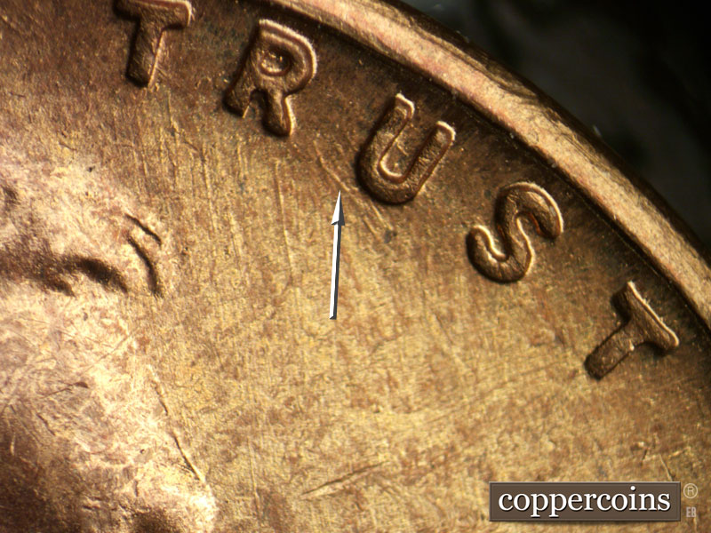 Die-stage B marker on 1947S•1MM•014 (1947 Repunched Mint Mark).