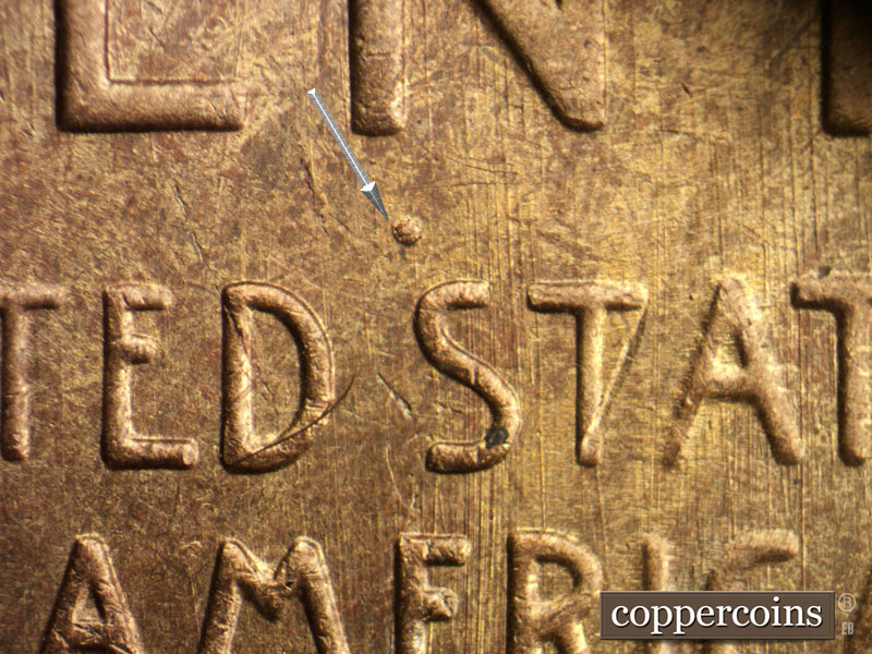 Die-stage B marker on 1947S•1MM•014 (1947 Repunched Mint Mark).