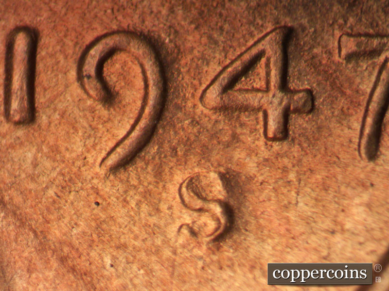 Die-stage C marker on 1947S•1MM•015 (1947 Repunched Mint Mark).
