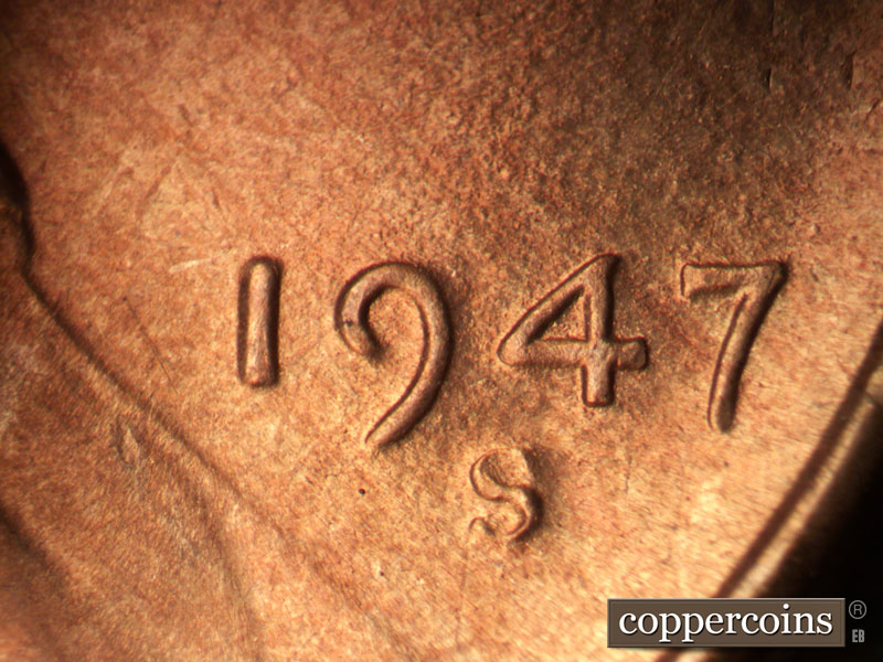 Die-stage C marker on 1947S•1MM•015 (1947 Repunched Mint Mark).