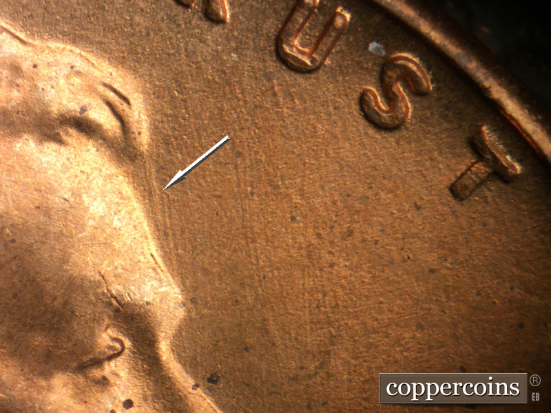 Die-stage B marker on 1947S•1MM•016 (1947 Repunched Mint Mark).