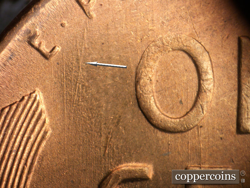 Die-stage B marker on 1947S•1MM•016 (1947 Repunched Mint Mark).