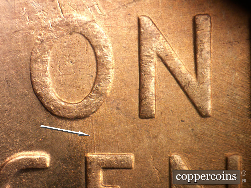 Die-stage B marker on 1947S•1MM•017 (1947 Repunched Mint Mark).