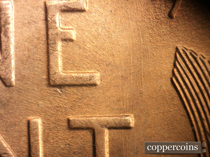 Die-stage B marker on 1947S•1MM•017 (1947 Repunched Mint Mark).