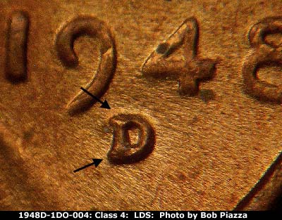 Die-stage C marker on 1948D•1DO•004 (1948 Doubled Die Obverse).
