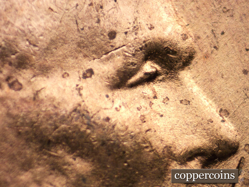 1948 Lincoln cent obverse, CopperCoins die 1948D•1DO•005.
