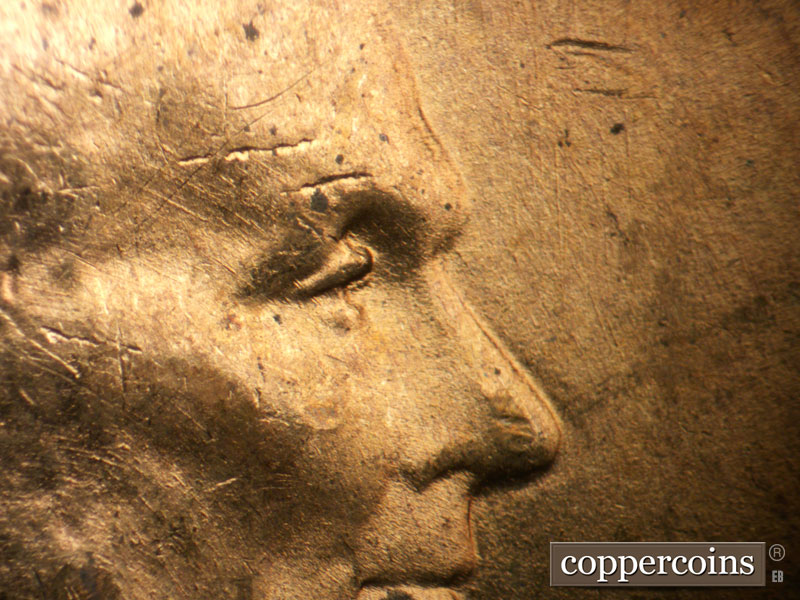 1948 Lincoln cent obverse, CopperCoins die 1948D•1DO•006.