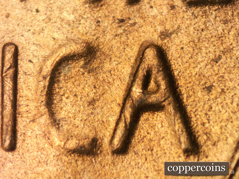 Die-stage C marker on 1948D•1DR•001 (1948 Doubled Die Reverse).
